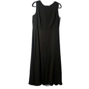 Adrianna Papell Black Evening Dress w/ White Pants Underneath Split Front Sz 16W